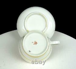 Royal Crown Derby Rose And Floral Gold Trim French Handle 2 Cup & Saucer 1863