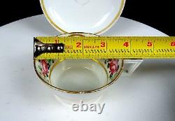 Royal Crown Derby Rose And Floral Gold Trim French Handle 2 Cup & Saucer 1863