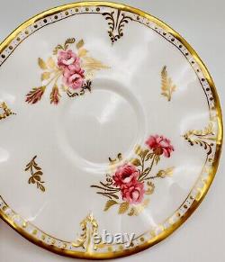 Royal Crown Derby Royal Pinxton Roses Pink Gold Footed Cup & Saucer A1155 Teacup