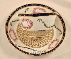 Royal Crown Derby Tea Cup & Saucer, Hand Painted, C. 1904, Edwardian