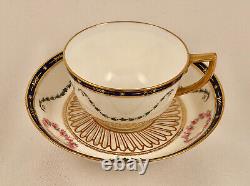 Royal Crown Derby Tea Cup & Saucer, Hand Painted, C. 1904, Edwardian