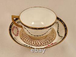 Royal Crown Derby Tea Cup & Saucer, Hand Painted, C. 1904, Edwardian