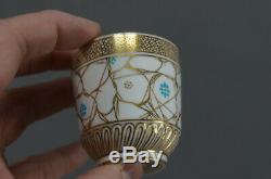 Royal Crown Derby Tiffany & Co Aqua Enamel Floral & Gold Demitasse Cup & Saucer