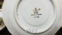 Royal Crown VTG 1592 LOT Of 10 Hand Painted Tea Cups & Saucers Gold Trim Flowers