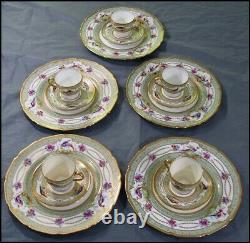 Royal Doulton 15 Pc Tea Set Demitasse Cup Saucer Plate Exotic Birds Gold Beads