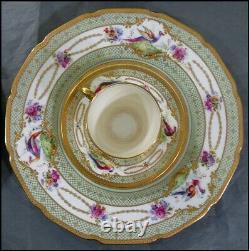 Royal Doulton 15 Pc Tea Set Demitasse Cup Saucer Plate Exotic Birds Gold Beads