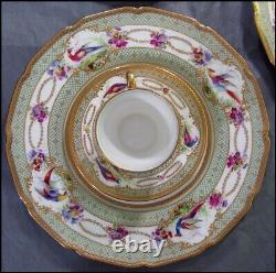 Royal Doulton 15 Pc Tea Set Demitasse Cup Saucer Plate Exotic Birds Gold Beads