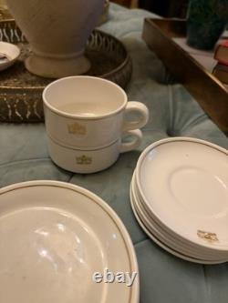 Royal Doulton British Airways Gold Trim Tea Set 6 Cups And Saucers & 7 Plates