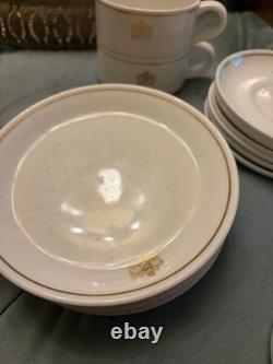 Royal Doulton British Airways Gold Trim Tea Set 6 Cups And Saucers & 7 Plates