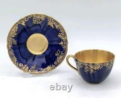 Royal Doulton Cobalt Blue Gilded Small Cup and Saucer