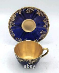Royal Doulton Cobalt Blue Gilded Small Cup and Saucer