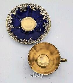 Royal Doulton Cobalt Blue Gilded Small Cup and Saucer