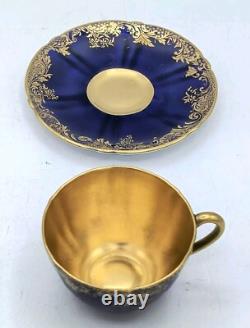 Royal Doulton Cobalt Blue Gilded Small Cup and Saucer