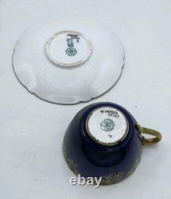 Royal Doulton Cobalt Blue Gilded Small Cup and Saucer