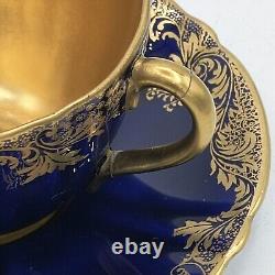 Royal Doulton Cobalt Blue Gilded Small Cup and Saucer