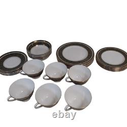Royal Doulton Elegant Gold Rimmed Porcelain Dinner Set 24-Piece Vintage Design