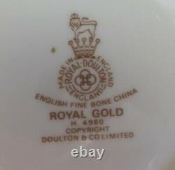 Royal Doulton England Royal Gold 3 Cups & Saucers -Bone China