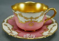 Royal Doulton Gilman Collamore Raised Gold & Pompadour Pink Tea Cup & Saucer B
