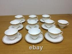 Royal Doulton Gold Lace (9 Sets) Footed Cups & Saucers
