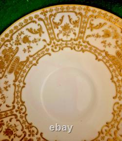 Royal Doulton Raised Gold Encrusted Soup Tea Cup & Saucer 6 Set Shreve And Co