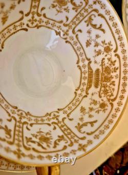 Royal Doulton Raised Gold Encrusted Soup Tea Cup & Saucer 6 Set Shreve And Co