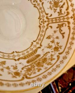 Royal Doulton Raised Gold Encrusted Soup Tea Cup & Saucer 6 Set Shreve And Co