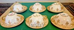 Royal Doulton Raised Gold Encrusted Soup Tea Cup & Saucer 6 Set Shreve And Co