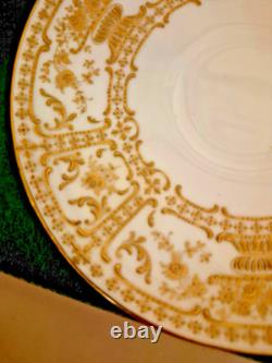 Royal Doulton Raised Gold Encrusted Soup Tea Cup & Saucer 6 Set Shreve And Co