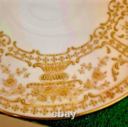 Royal Doulton Raised Gold Encrusted Soup Tea Cup & Saucer 6 Set Shreve And Co