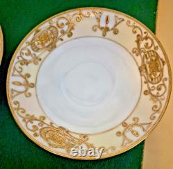Royal Doulton Raised Gold Encrusted Soup Tea Cup & Saucer 6 Set Shreve And Co
