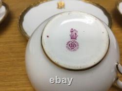 Royal Doulton White and Gold Encrusted (8 Sets) Cup & Saucers (Monogrammed)