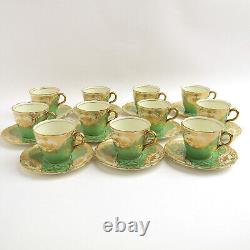 Royal Doulton c1929 Set of 11 Demitasse Cups & Saucers Green Gold BB2693B V603