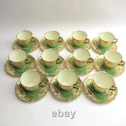 Royal Doulton c1929 Set of 11 Demitasse Cups & Saucers Green Gold BB2693B V603