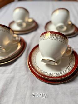 Royal Grafton Majestic Fine Bone China Tea Set Vintage 4 Cups Saucers Plates ENG