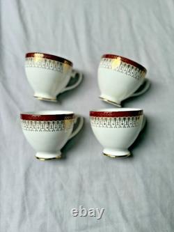 Royal Grafton Majestic Fine Bone China Tea Set Vintage 4 Cups Saucers Plates ENG