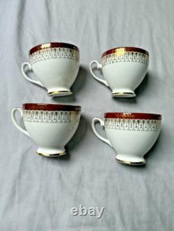 Royal Grafton Majestic Fine Bone China Tea Set Vintage 4 Cups Saucers Plates ENG