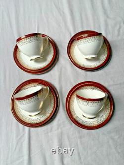 Royal Grafton Majestic Fine Bone China Tea Set Vintage 4 Cups Saucers Plates ENG