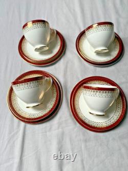 Royal Grafton Majestic Fine Bone China Tea Set Vintage 4 Cups Saucers Plates ENG