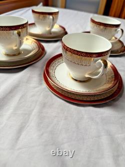 Royal Grafton Majestic Fine Bone China Tea Set Vintage 4 Cups Saucers Plates ENG