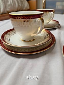 Royal Grafton Majestic Fine Bone China Tea Set Vintage 4 Cups Saucers Plates ENG