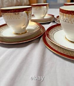 Royal Grafton Majestic Fine Bone China Tea Set Vintage 4 Cups Saucers Plates ENG