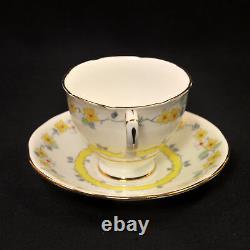 Royal Stafford 4 Footed Cups & Saucers Yellow White Floral withGold 1940-1952 HTF