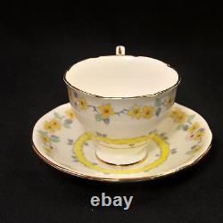 Royal Stafford 4 Footed Cups & Saucers Yellow White Floral withGold 1940-1952 HTF