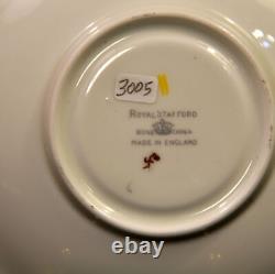 Royal Stafford 4 Footed Cups & Saucers Yellow White Floral withGold 1940-1952 HTF