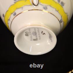 Royal Stafford 4 Footed Cups & Saucers Yellow White Floral withGold 1940-1952 HTF