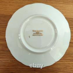 Royal Stafford Antique Tea Cup & Saucer Bone China Black Gold Pansy Garland