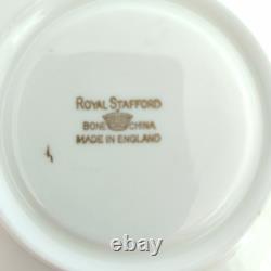 Royal Stafford Antique Tea Cup & Saucer Bone China Black Gold Pansy Garland