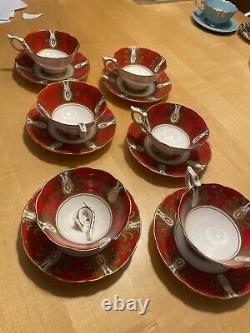 Royal Stafford Bone China Red & Gold Tea Cup & Saucer Pattern No. 8702