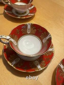 Royal Stafford Bone China Red & Gold Tea Cup & Saucer Pattern No. 8702