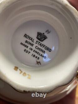 Royal Stafford Bone China Red & Gold Tea Cup & Saucer Pattern No. 8702